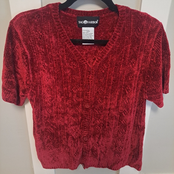 Sag Harbor Red Knit Cardigan - Picture 1 of 3